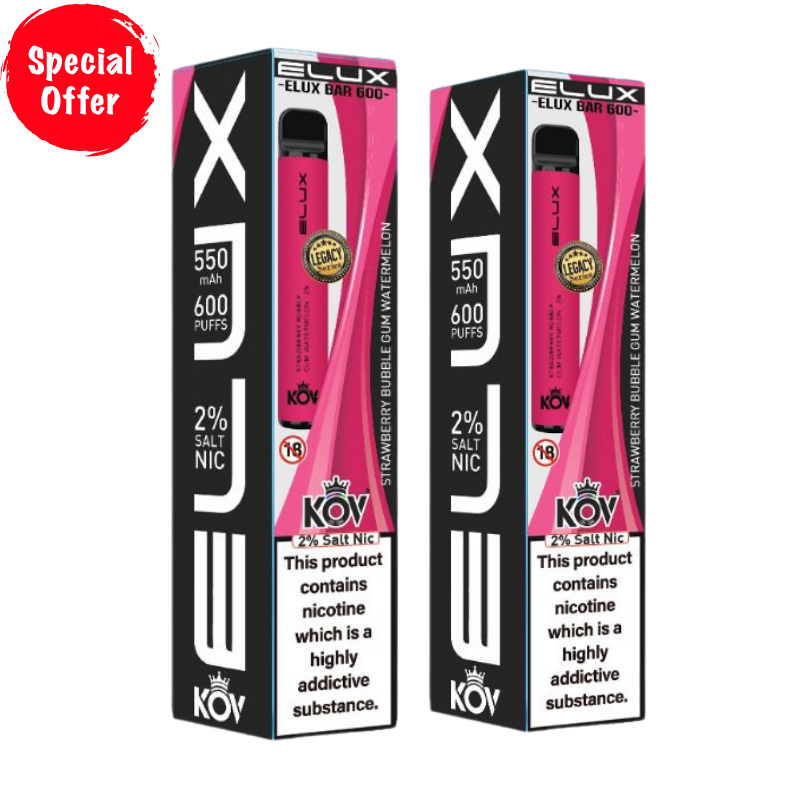 Strawberry Watermelon Bubblegum By Elux Bar Disposable Vape