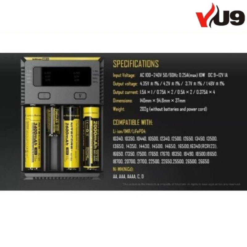 NITECORE I4 INTELLICHARGER 18650 26650 IMR UNIVERSAL BATTERY CHARGER SMOK